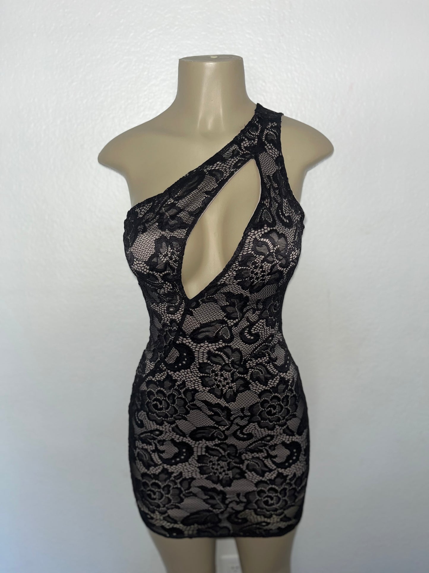 Black lace shoulder dress
