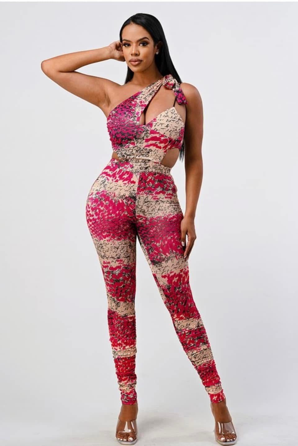 Pink Animal Print Jumpsuit