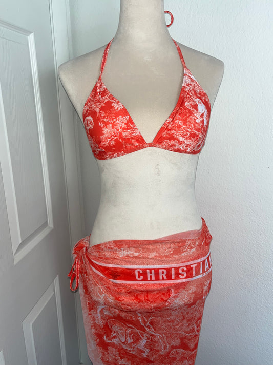 Red tropic 3 piece bikini