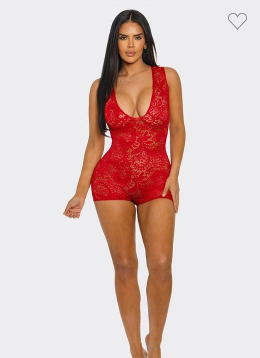 Cherry Lace Romper