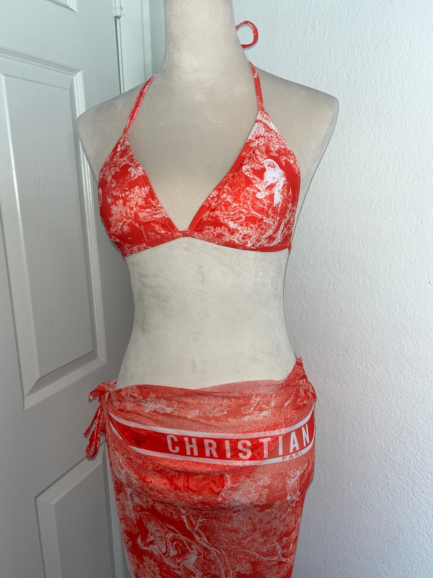 Red tropic 3 piece bikini