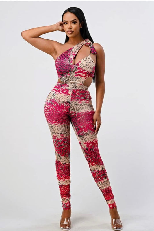 Pink Animal Print Jumpsuit